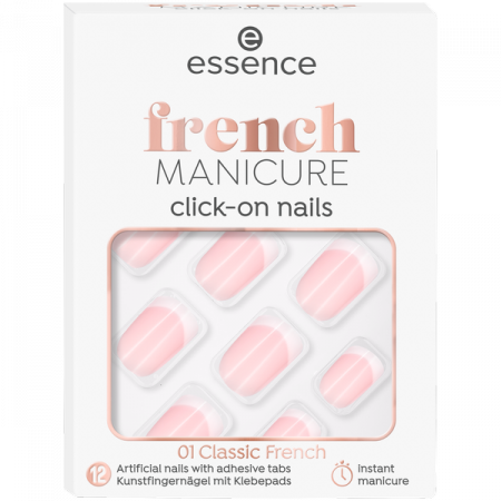 Essence French Manicure Click & Go Nails umelé nechty 01 Classic French 12 ks