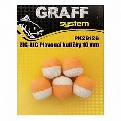 Graff Zig-Rig Plávacia guľôčka 10 mm Biela/Oranžová 5 ks
