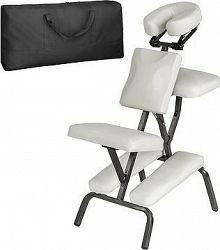 Masážna stolička zo syntetickej kože biela