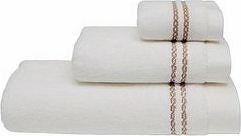Soft Cotton Malý uterák Chaine 30 × 50 cm, biely – béžová výšivka