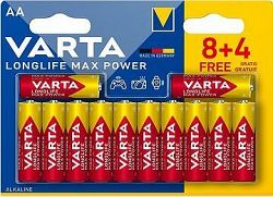 VARTA alkalická batéria Longlife Max Power AA 8+4 ks