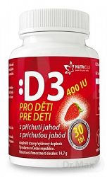 Nutricius Vitamín D3 pre deti 400 IU s príchuťou jahôd 30 tabliet