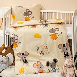 4home Detské bavlnené obliečky do postieľky Little mouse, 100 x 135 cm, 40 x 60 cm