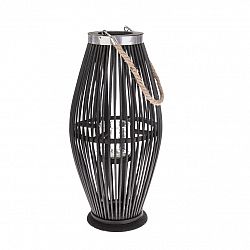 Bambusový lampáš so sklom Delgada tmavohnedá, 49 x 24 cm