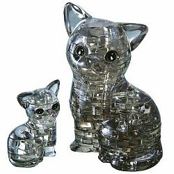 HCM Kinzel 3D Crystal puzzle Kočka s koťátkem 49 ks