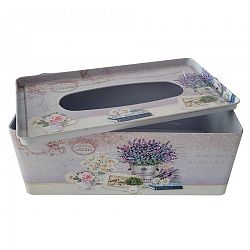 Plechový box na vreckovky Kvetinky, 24 x 9,5 x 13 cm