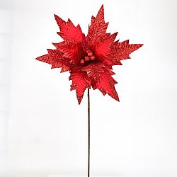 Vianočný trblietavý kvet červená, 50 x 32 cm