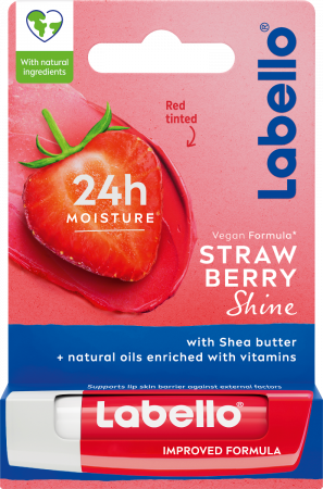Labello Fruity Shine Jahoda výživný balzam na pery 4,8 g
