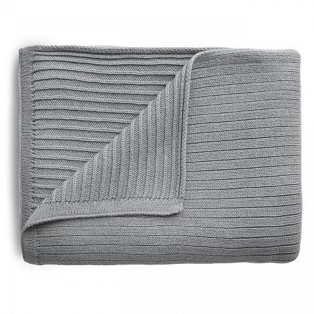 Mushie pletená detská deka z organickej bavlny, pásiková - gray