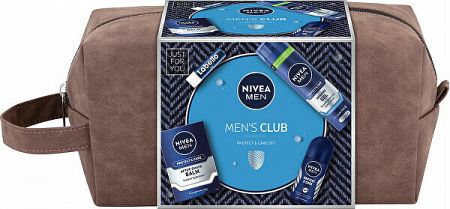 Nivea Men's Club Protect balzam po holení 100 ml + gél na holenie 200 ml + guľôčkový antiperspirant 50 ml + balzam na pery 4,8 g darčeková sada